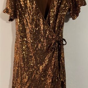 Rock & Roll Cowgirl Bronze Sequin Mini Dress